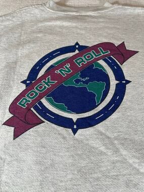 Vintage Hard Rock Cafe Rock N Roll Sweatshirt Grey Crewneck 90s Made In USA M